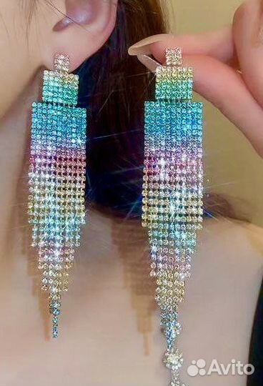 Сияющие Новогодние серьги стразы