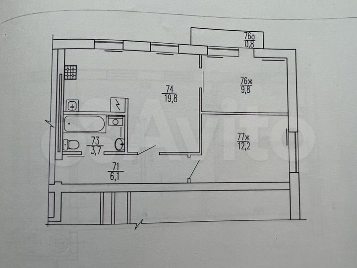 2-к. квартира, 52,4 м², 5/5 эт.