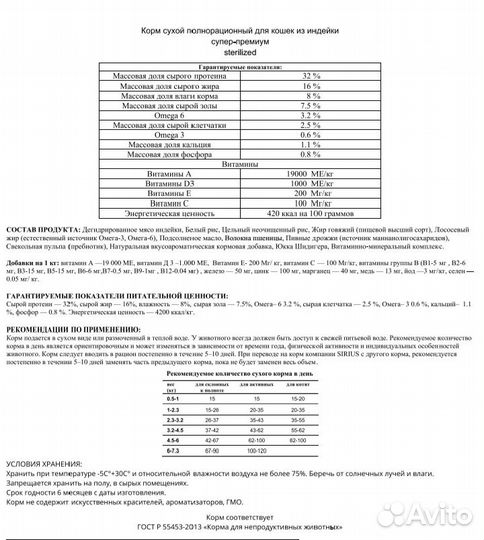 Корм супер-премиум 