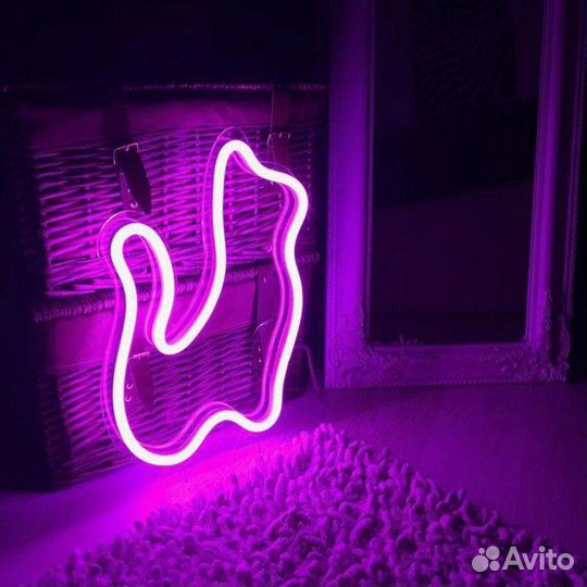 Гибкий неон с адаптером 220в, цвет розовый, неонов