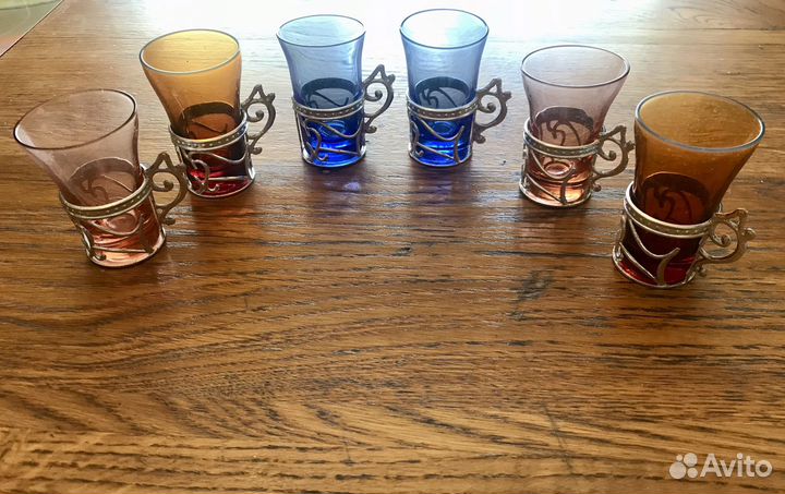 Набор стопок с подстаканниками, винтаж, СССР