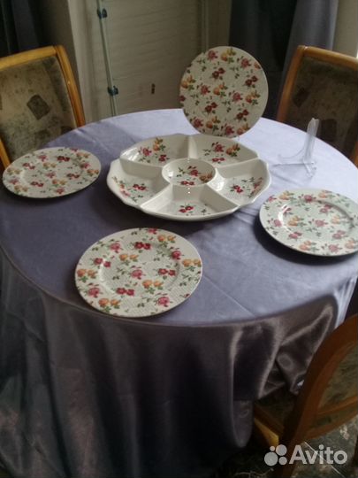 Менажница роза сервиз тарелки столовая посуда