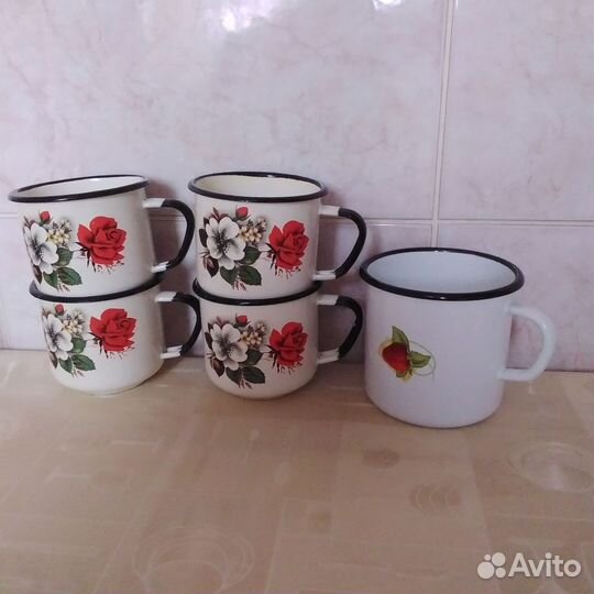 Эмалированная посуда СССР. Набор для чая. Новый