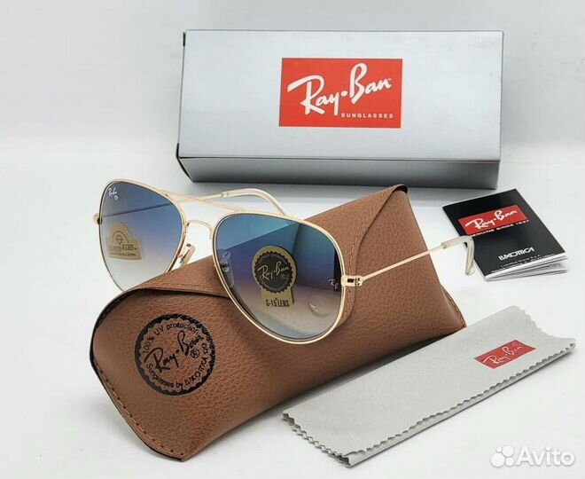 Солнцезащитные очки Ray Ban авиаторы стекло Листай