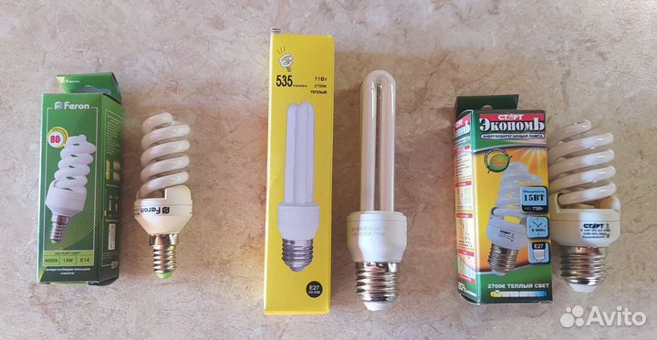 Лампа энергосберегающая Е27, Е14