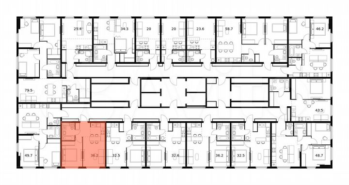 1-к. квартира, 36,2 м², 13/25 эт.
