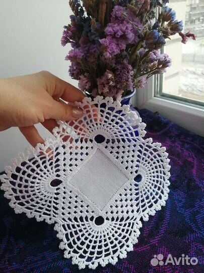 Салфетки Лен Хлопок Кружево ручной работы