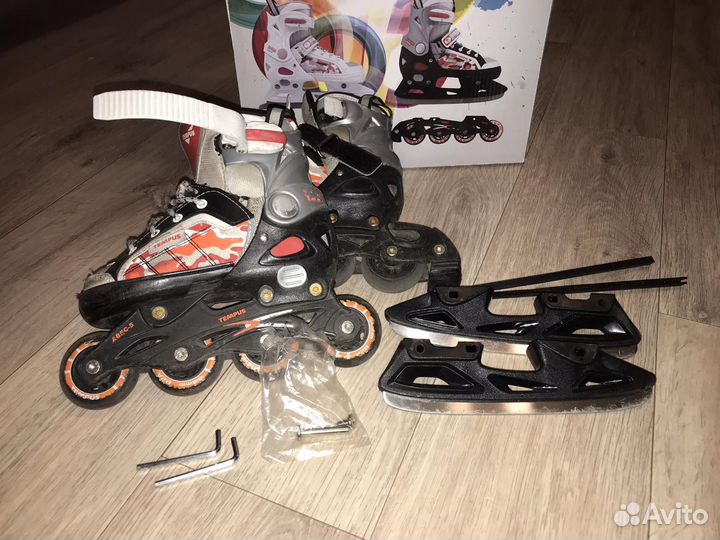 Раздвижные коньки с роликами и лезвиями