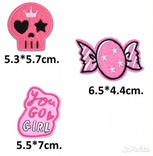 Нашивки на одежду череп конфетка розовые