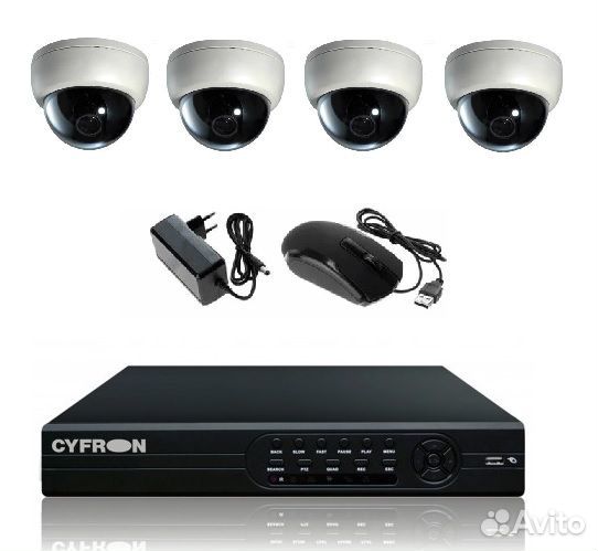 Комплект видеонаблюдения с 4 камерами