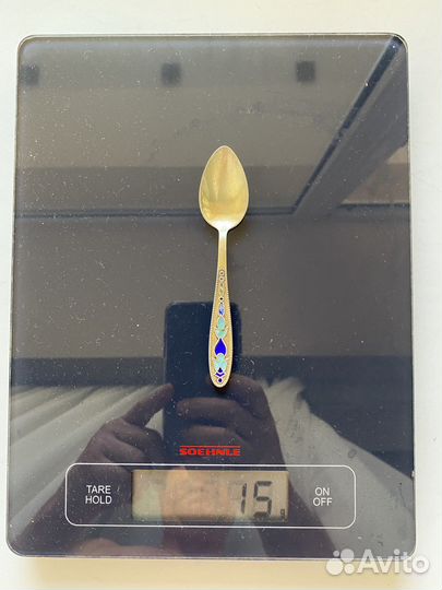 Ложки кофейные серебряные с эмалью