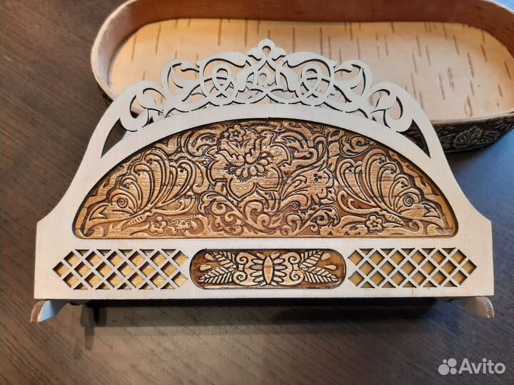 Салфетница и набор для специй, береста