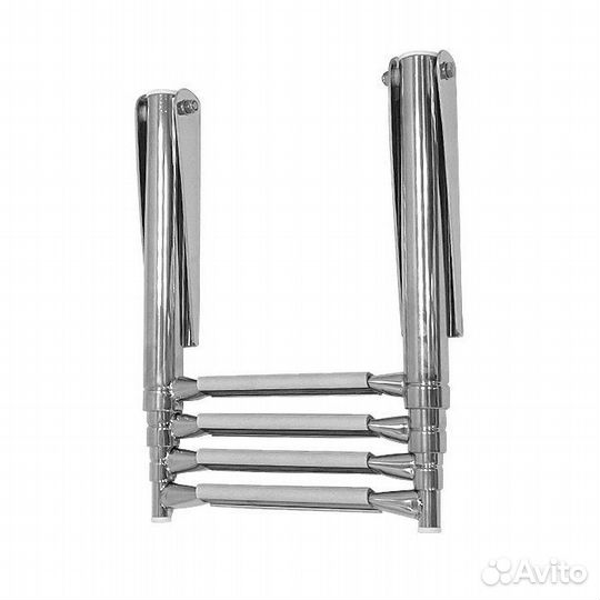 Трап телескопический складной узкий, 4 серых ступе