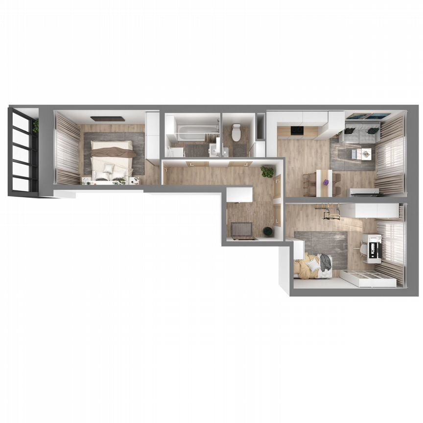 2-к. квартира, 57,6 м², 2/23 эт.