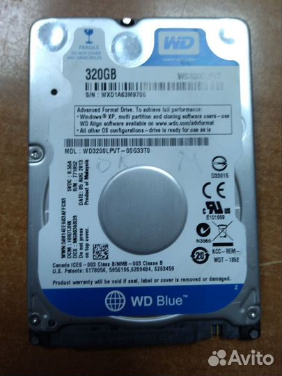 Жесткий диск hdd 320 Гб, 2.5
