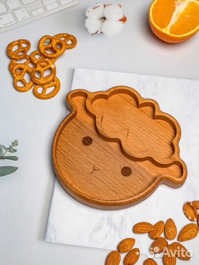 Детская посуда тарелка деверянная менажница