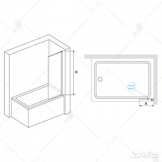 Шторка на ванну RGW 50cm Прозрач. 351105650-14
