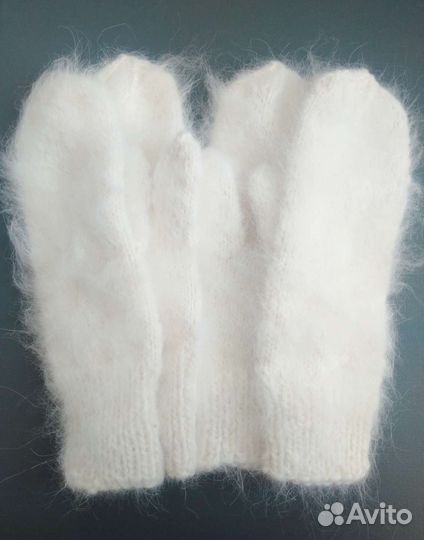 Пуховые варежки кролик