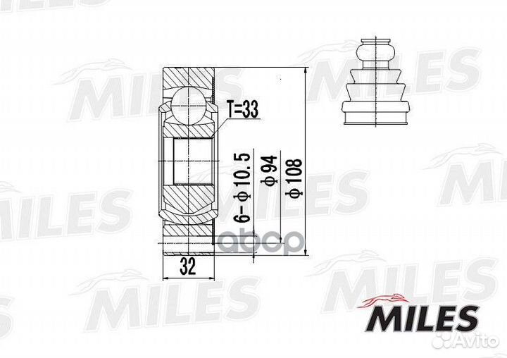 Шрус VW T4 1.8-2.5 90-03 внутр. ga10035 Miles