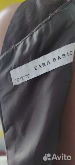 Коричневое платье футляр Zara лен р. 42-44