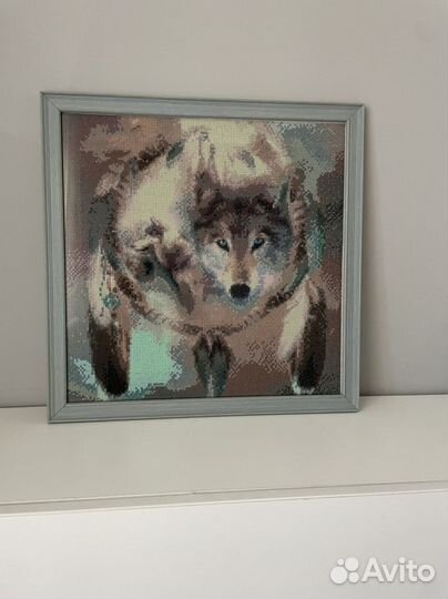Готовая картина алмазная мозаика волк