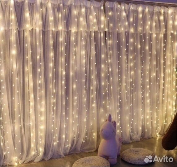 Гирлянда-штора с пультом 3х3