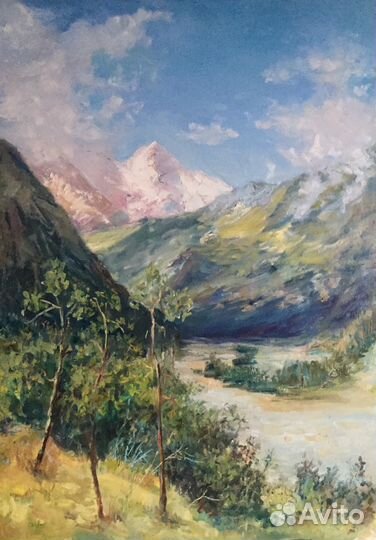Картина маслом «Горные вершины»