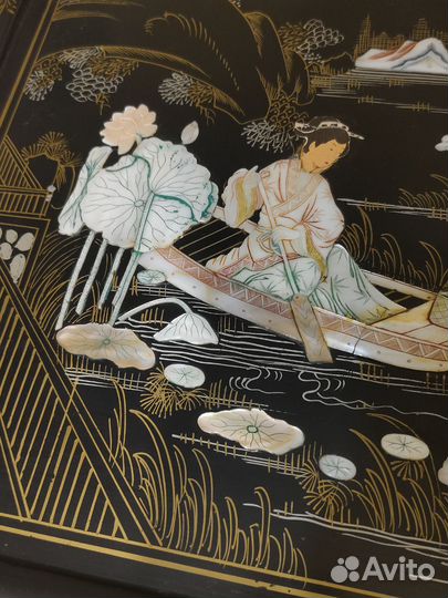 Настенное панно перламутр черный лак Китай