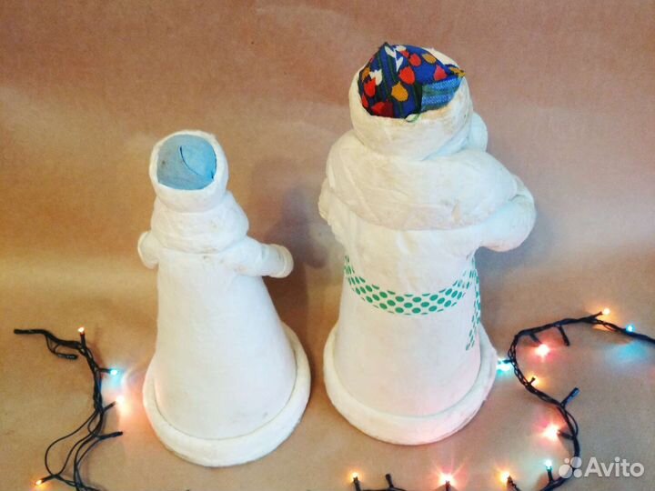 Дед Мороз Снегурочка СССР папье маше вата Калинин