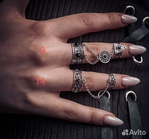 Серебряные кольца на весь палец браслет слейв