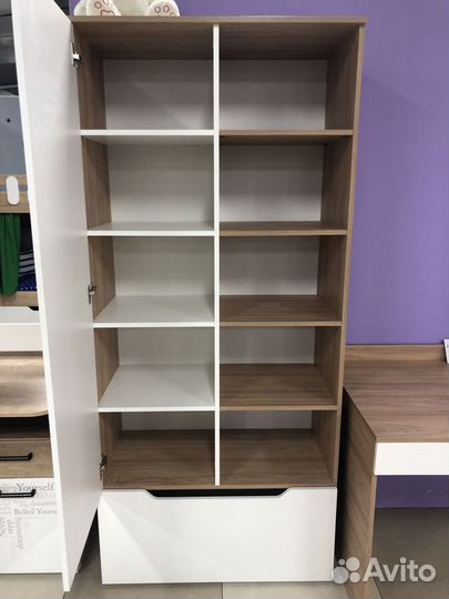 Стеллаж коллекции Мозаика (вяз швейцарский+белый)