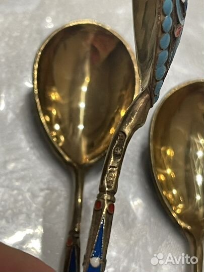 Серебряные ложки с эмалью
