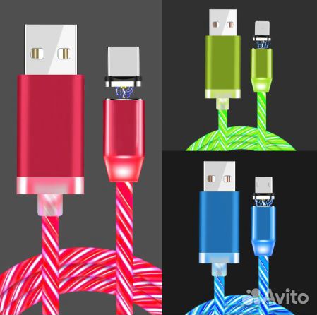 Светодиодный светящийся магнитный зарядный кабель