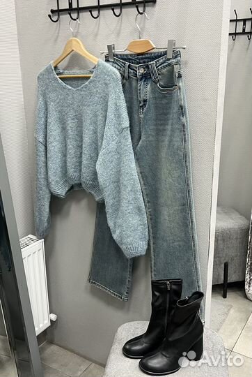 Джинсы женские Корея. Джемпер oversize