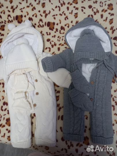 Вязаный комбинезон и одеяло на меху