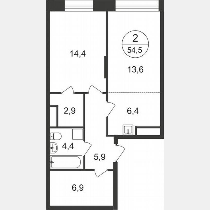 2-к. квартира, 54,5 м², 20/22 эт.