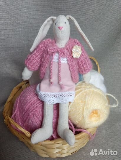 Зайка тильда, текстильный ручной работы, 18 см