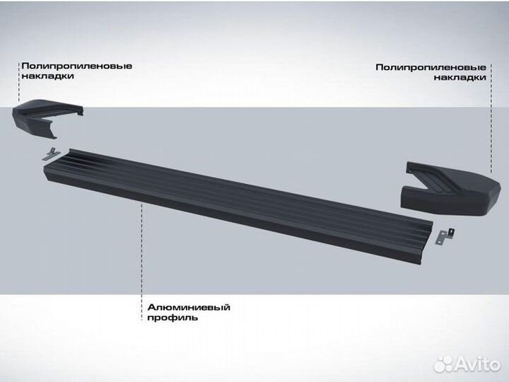 Подножки боковые пороги Volkswagen Touareg I 7L, 2002-2007 Rival F193ALB.5809.1