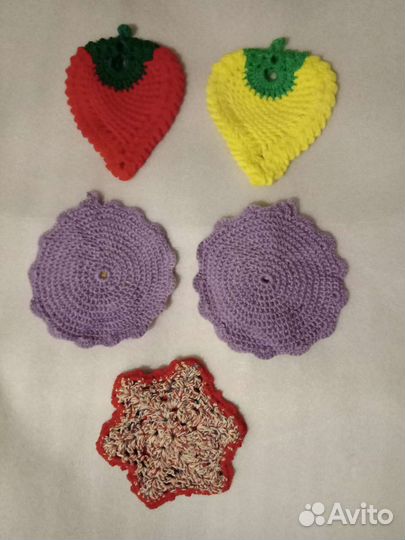 Прихватки для кухни, подставка вязаные