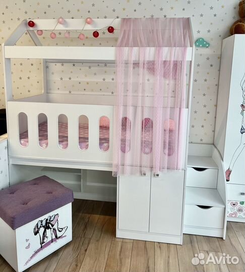 Кровать-чердак Домик детский (правый/левый)