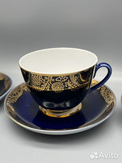 Чайная пара лфз кобальт золотой фриз