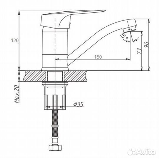 Смеситель для кухни D-Lin высокий хром D151629