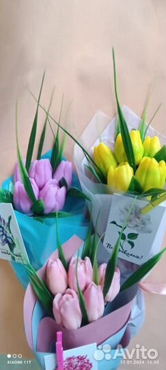 Букет из мыла ручной работы, букет тюльпанов