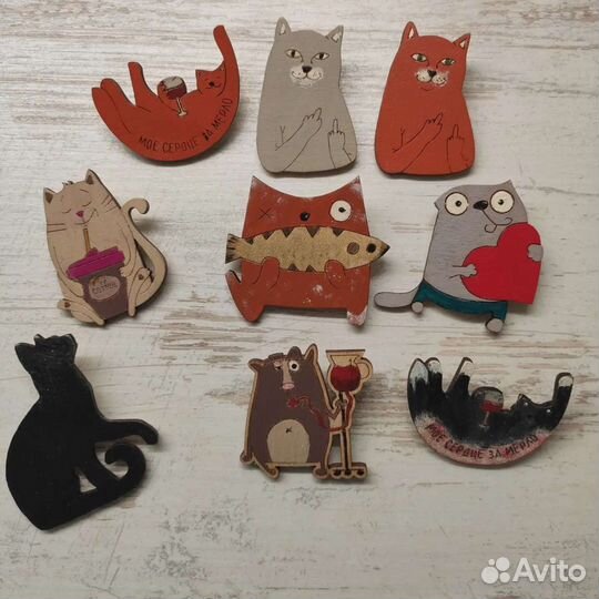 Эко значки, броши из дерева