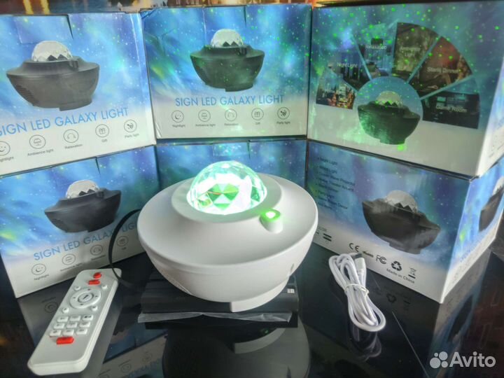 Ночник проектор звездного неба Блютуз колонка 2дин