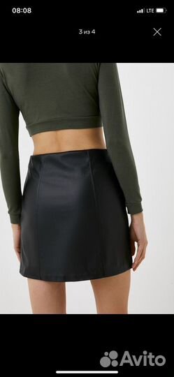 Кожаная мини-юбка