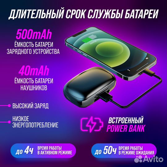 Беспроводные блютуз наушники TWS