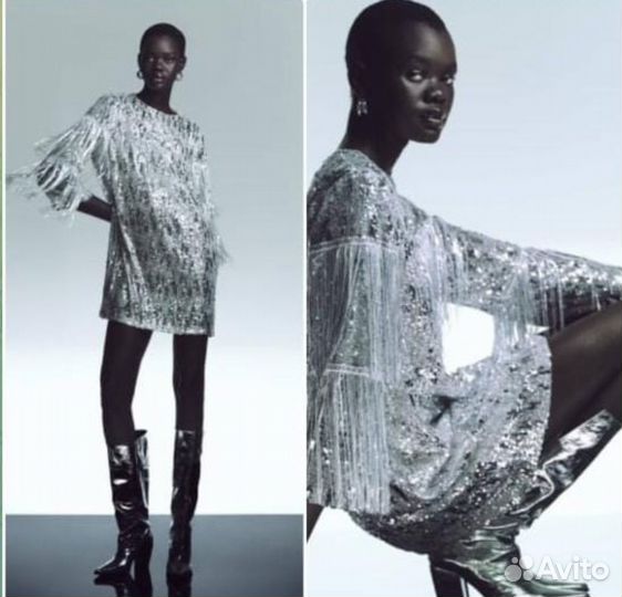 Платье вечернее с блестками Zara