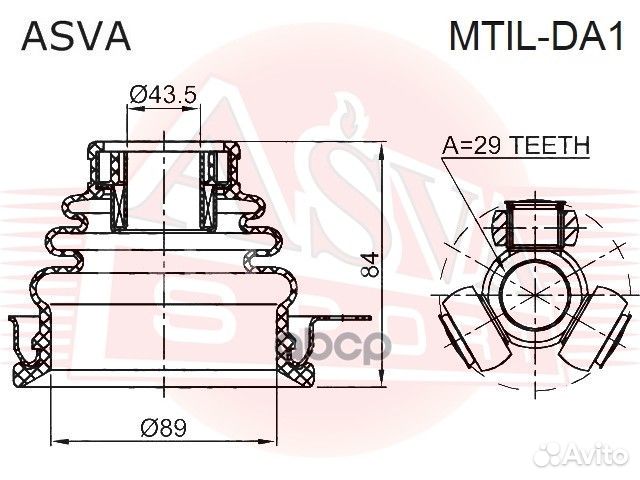 ШРУС лев. mitsubishi carisma (DA0) mtil-DA1 asva