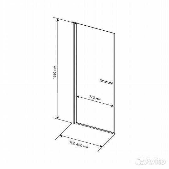 Душевая дверь Ulitka Colibri стекло прозрачное 80х195 см профиль черный 6 мм распашная